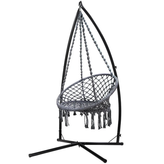 Outdoor Hammock Chair with Steel Stand - Cotton Swing