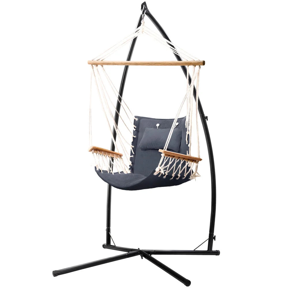 Grey Steel Outdoor Hammock Chair Stand Hanging Hammock Beach