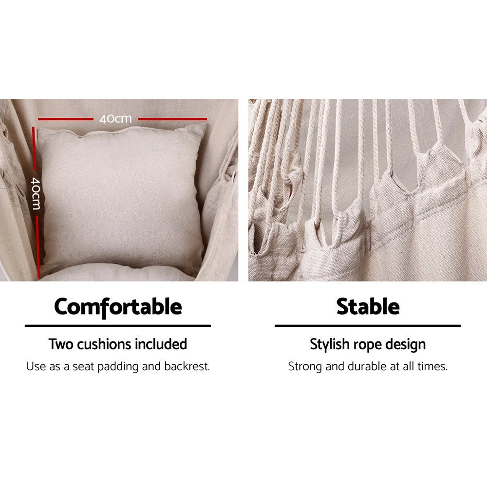 Hammock chair with hanging seat and stand supports