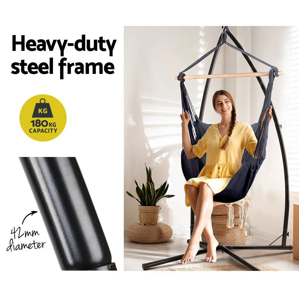 Chair with outdoor hammock stand hanging pillow