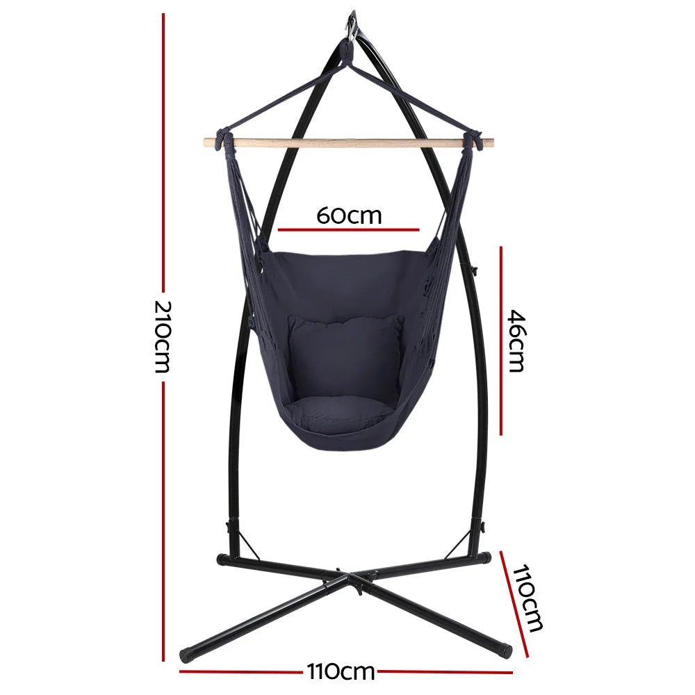 Chair with outdoor hammock stand hanging