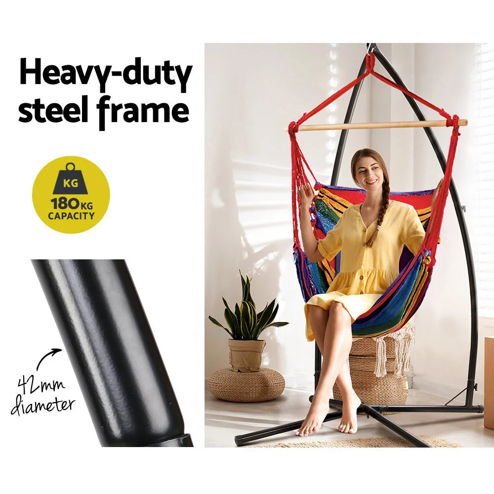 Hammock chair with padded seat and support frame