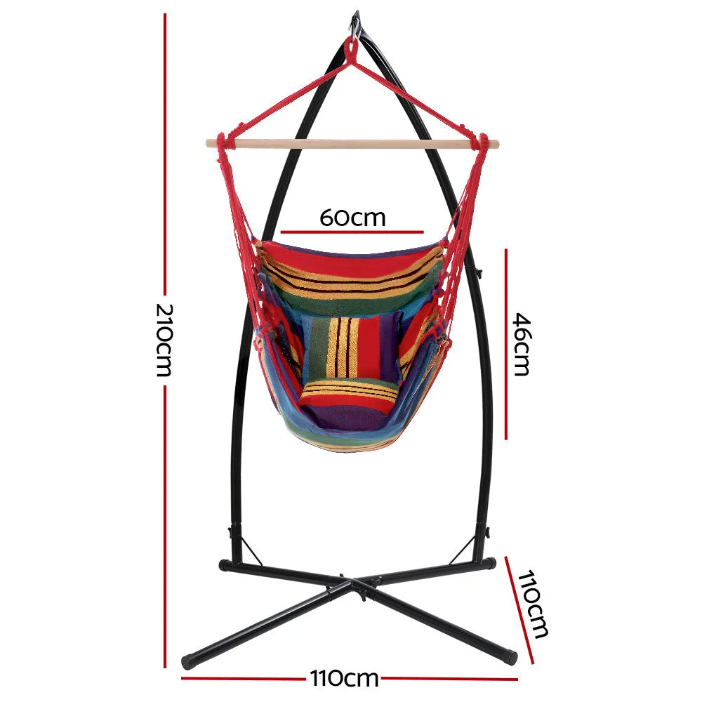 Chair with outdoor hammock stand hanging