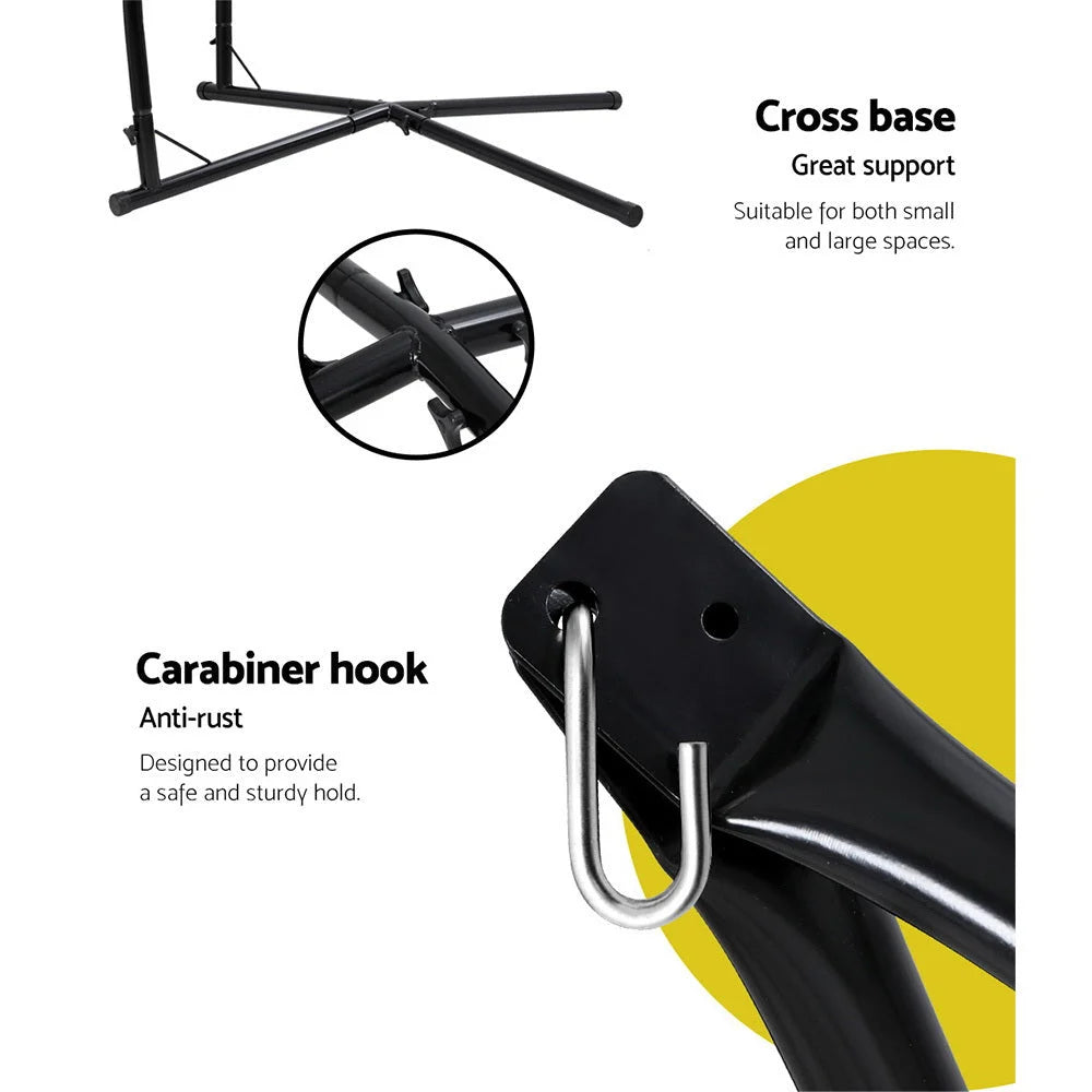 Outdoor Hammock Chair with Steel Stand - Tassel Hanging