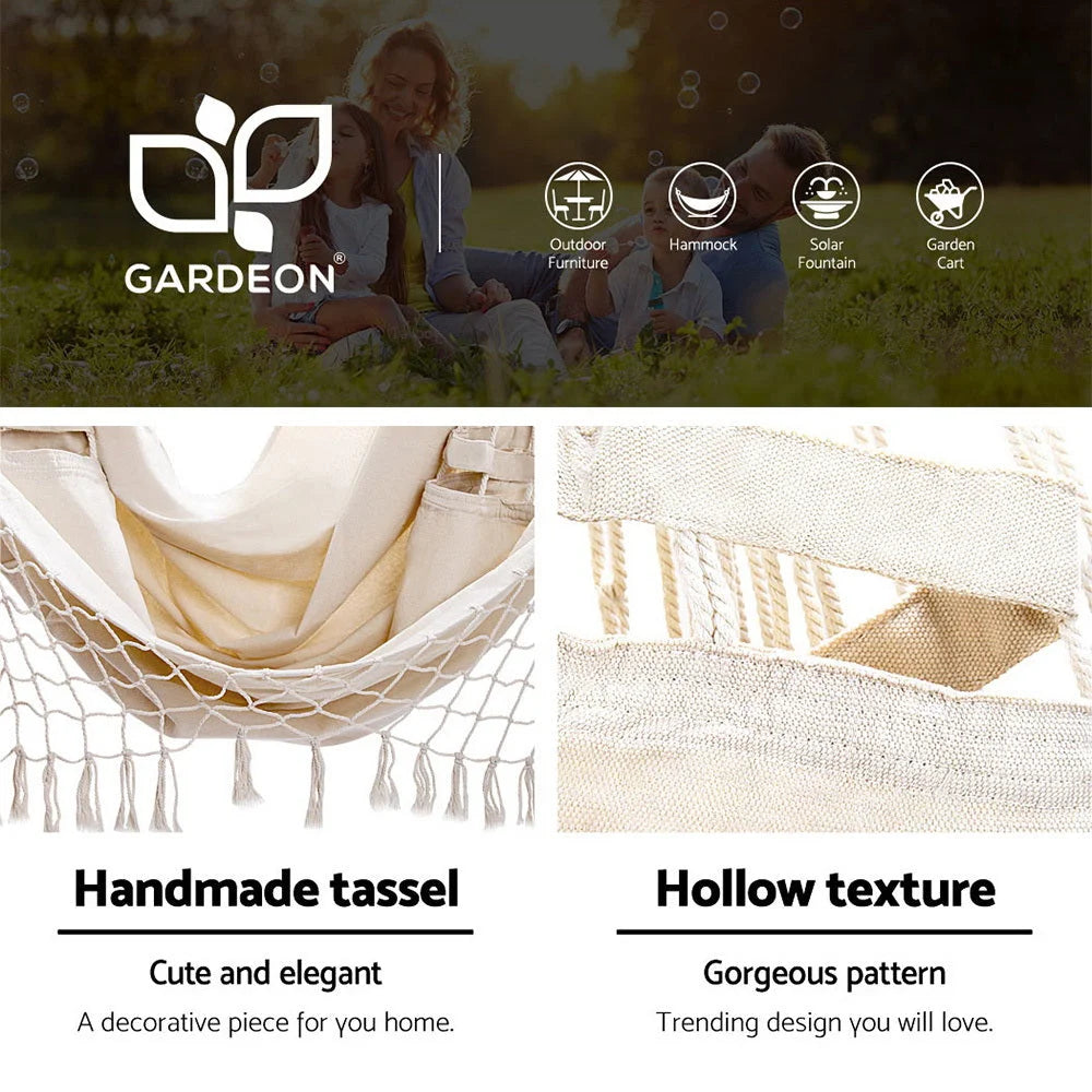 Outdoor Hammock Chair with Steel Stand - Tassel Hanging