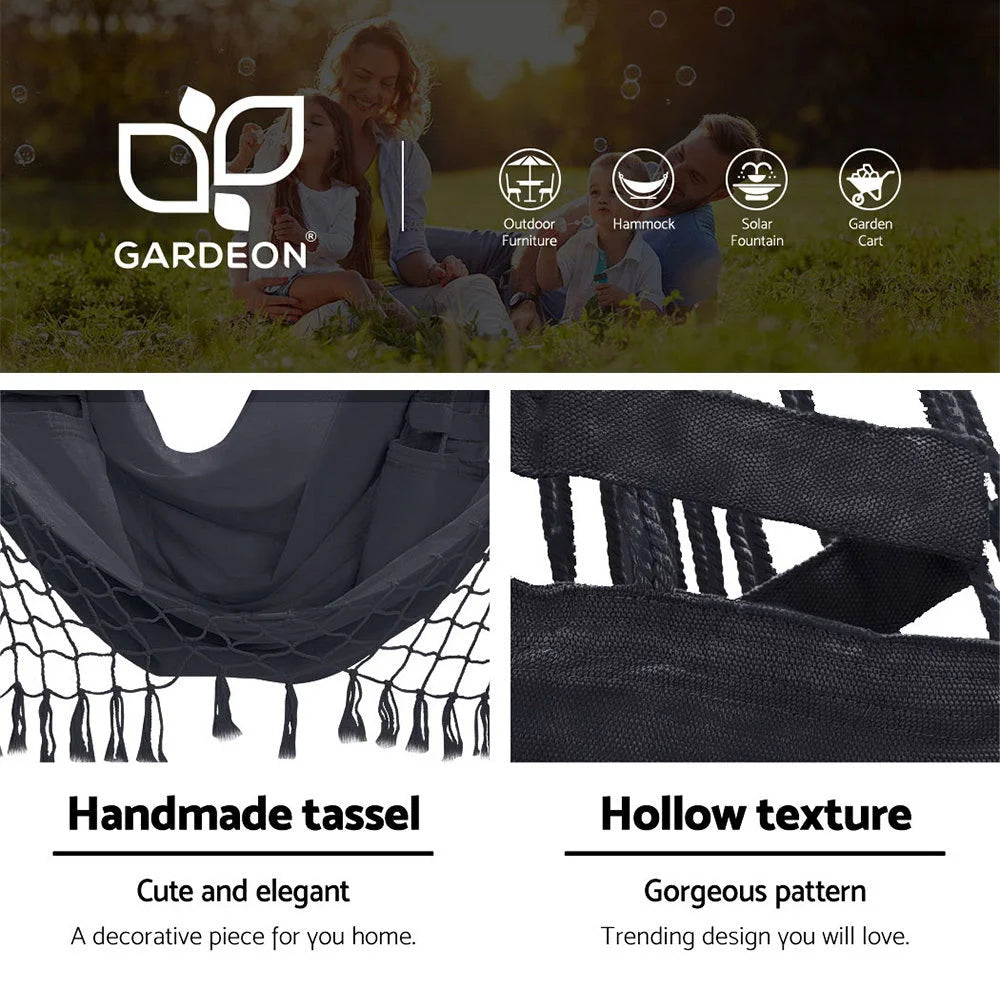Outdoor Hammock Chair with Steel Stand - Tassel Hanging