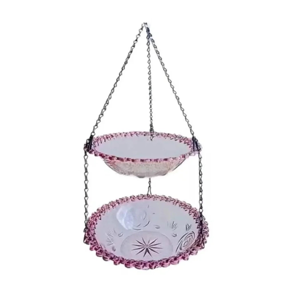 Grey outdoor hanging bird with colour and construction cues