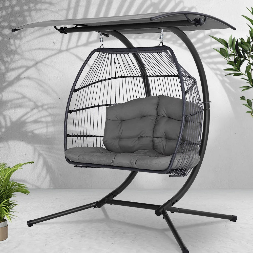 Outdoor Hanging Swing Chair Egg Hammock Stand Rattan Wicker