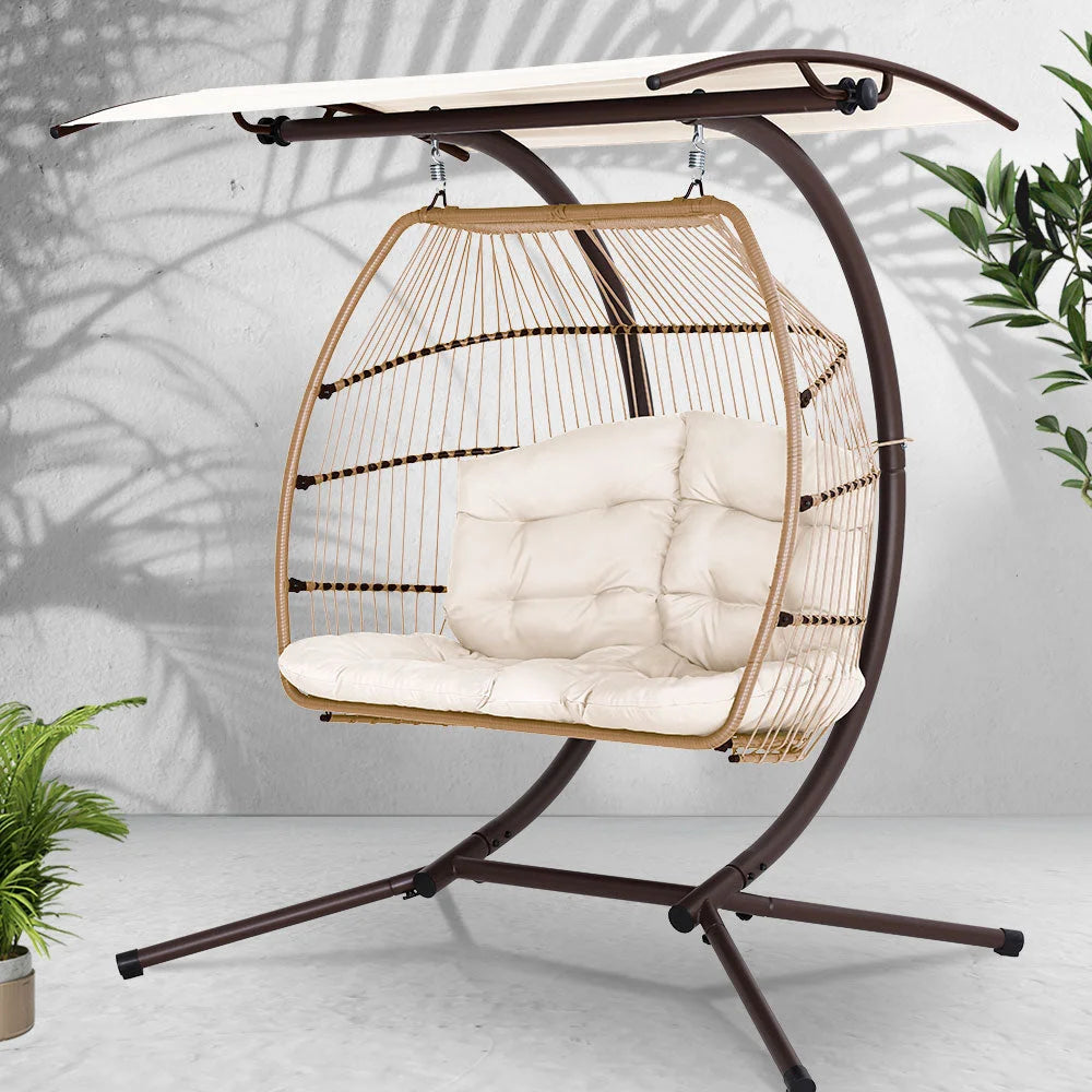 Outdoor Hanging Swing Chair Egg Hammock Stand Rattan Wicker