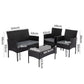 Outdoor Lounge Set 4 Seater Wicker - Black - Furniture