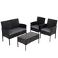 Outdoor Lounge Set 4 Seater Wicker - Black - Furniture