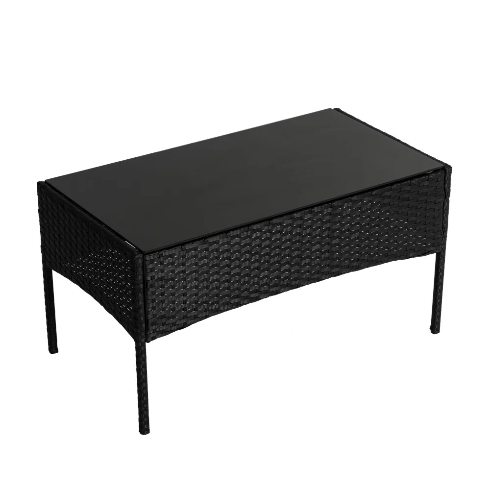 Outdoor Lounge Set 4 Seater Wicker - Black - Furniture