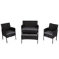 Outdoor Lounge Set 4 Seater Wicker - Black - Furniture