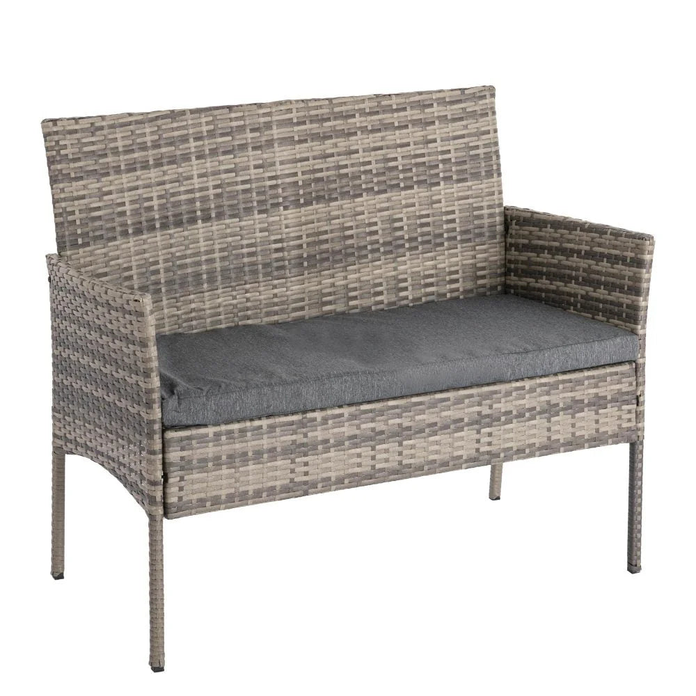 Outdoor Lounge Set 4 Seater Wicker - Mixed Grey - Furniture