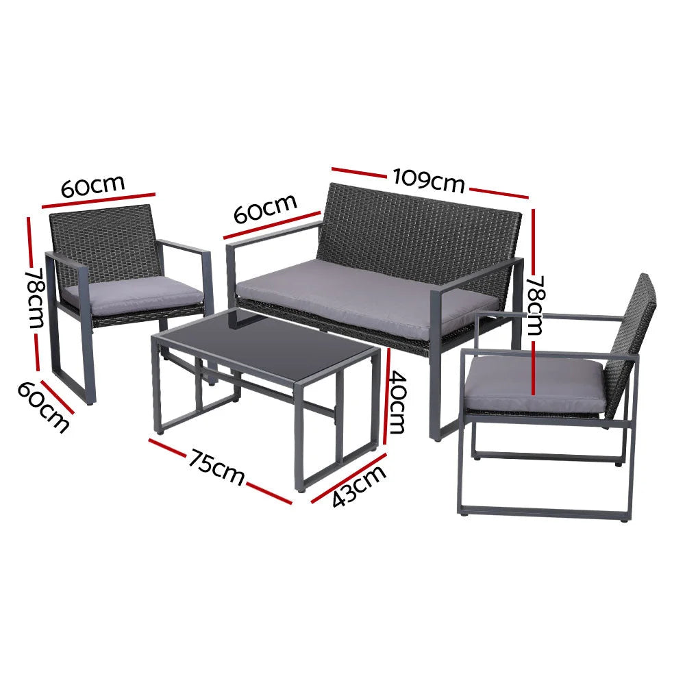 Wicker dining chair set with chair legs and seat detailing