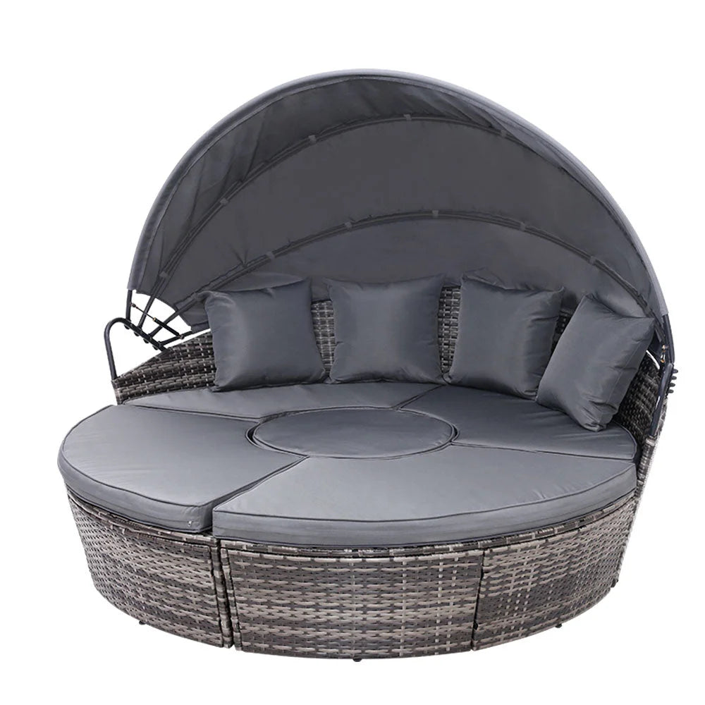 Grey wicker outdoor lounge setting