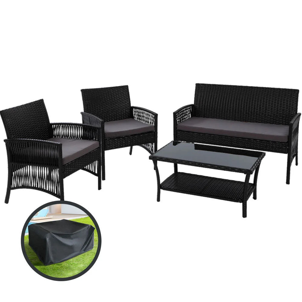 Wicker outdoor lounge setting