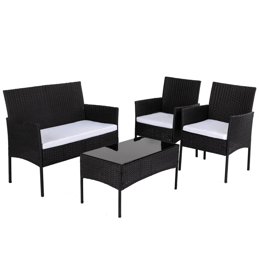 Outdoor Lounge Sofa Set 4-Seater PE Wicker - Ville