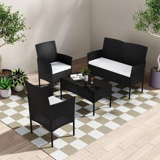 Outdoor Lounge Sofa Set 4-Seater PE Wicker - Ville