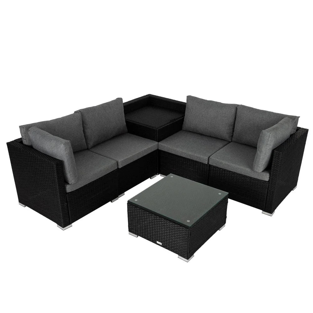 Outdoor Modular Lounge Sofa 6PCS Coogee - Black - Furniture
