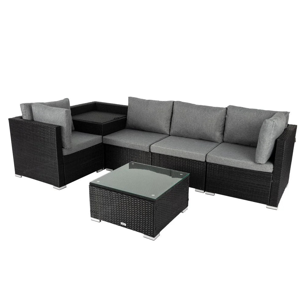 Outdoor Modular Lounge Sofa 6PCS Coogee - Black - Furniture