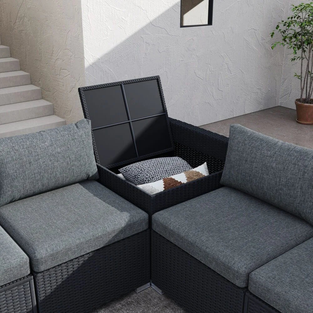 Outdoor Modular Lounge Sofa 6PCS Coogee - Black - Furniture