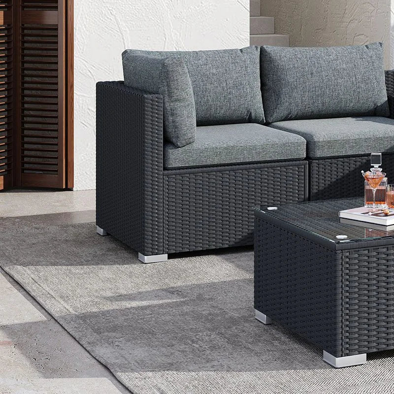 Outdoor Modular Lounge Sofa 6PCS Coogee - Black - Furniture