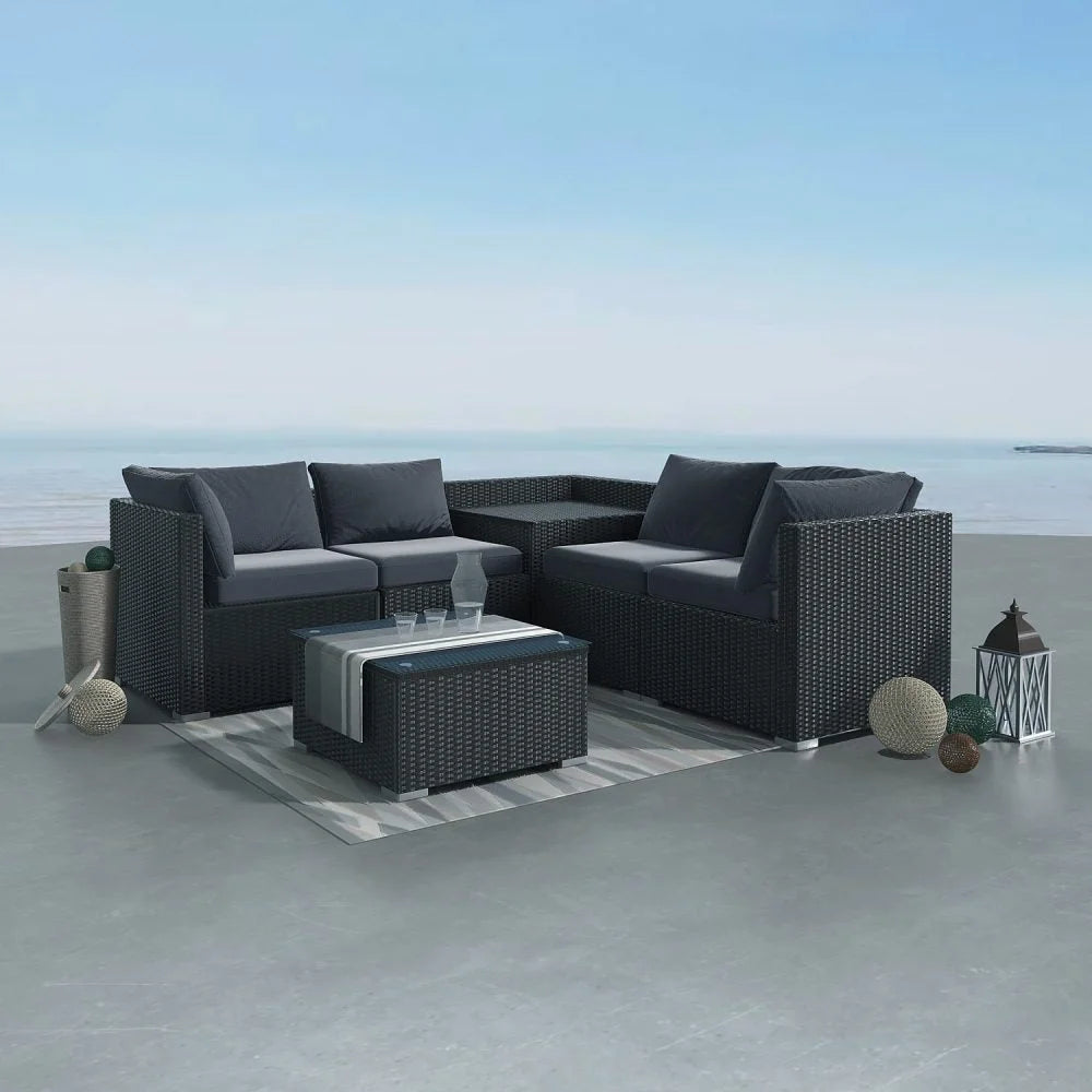 Outdoor Modular Lounge Sofa 6PCS Coogee - Black - Furniture