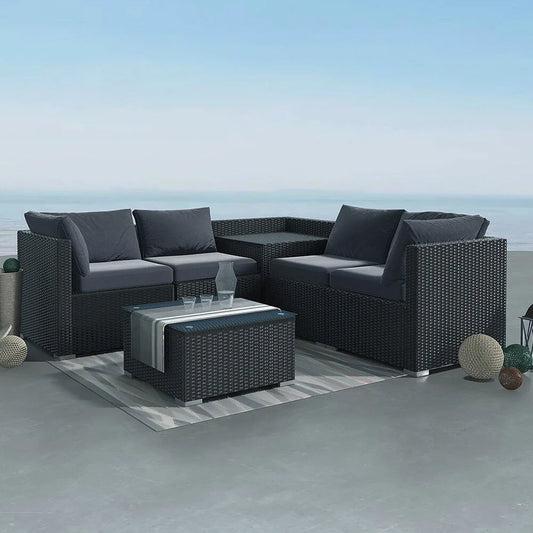 Outdoor Modular Lounge Sofa 6PCS Coogee - Black - Furniture