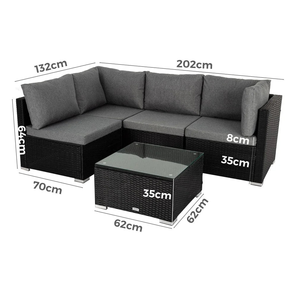 Outdoor Modular Lounge Sofa Bondi - Black - Furniture
