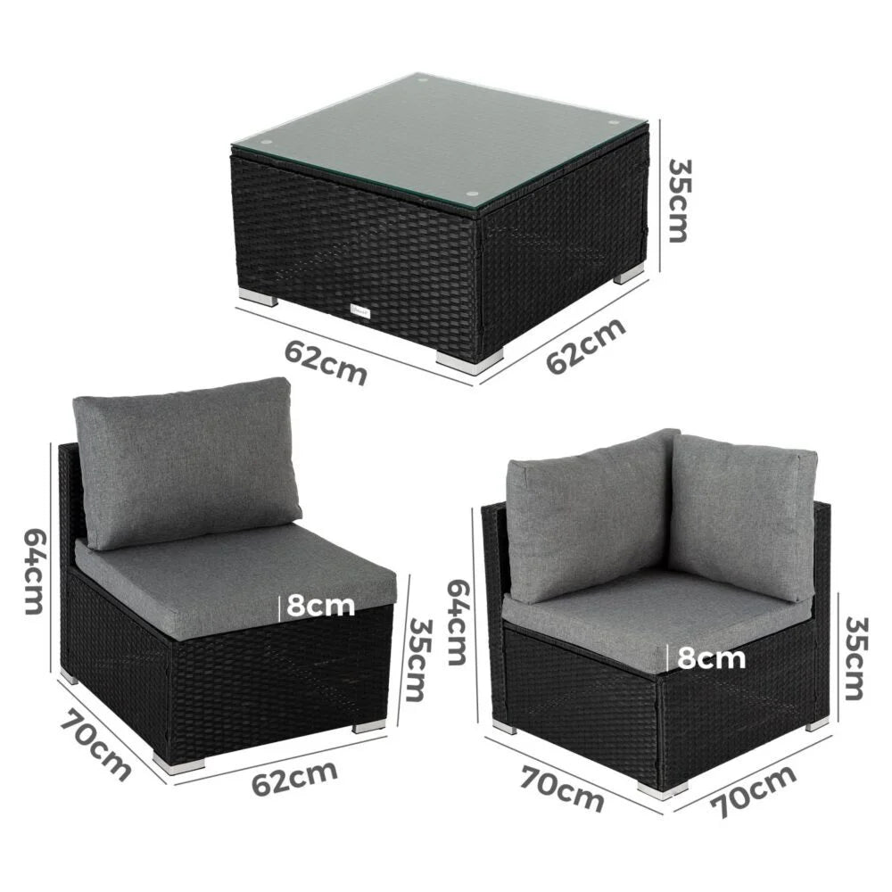 Outdoor Modular Lounge Sofa Bondi - Black - Furniture