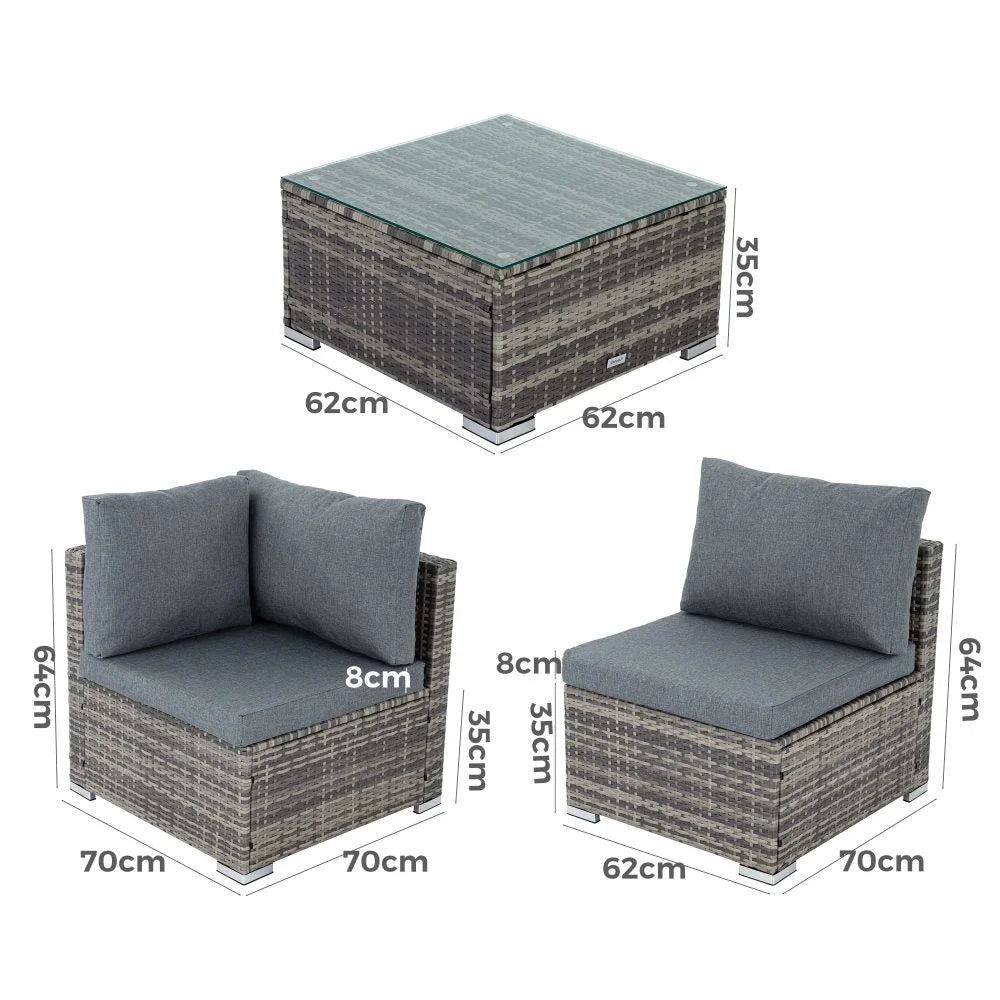 Outdoor Modular Lounge Sofa - Grey - Furniture