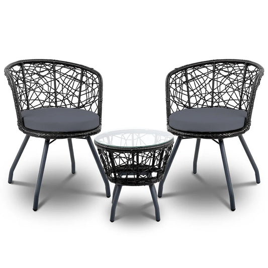 Outdoor Patio Chair & Table Black - Garden Furniture