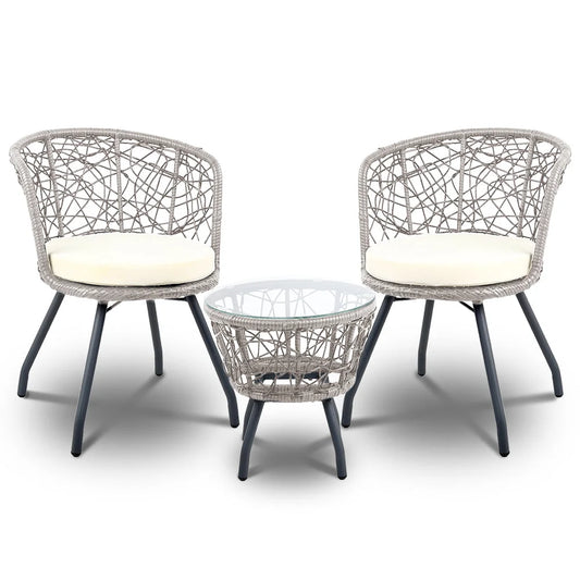 Outdoor Patio Chair & Table Grey - Garden Furniture