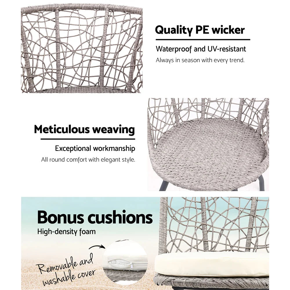 Outdoor Patio Chair & Table Grey - Garden Furniture