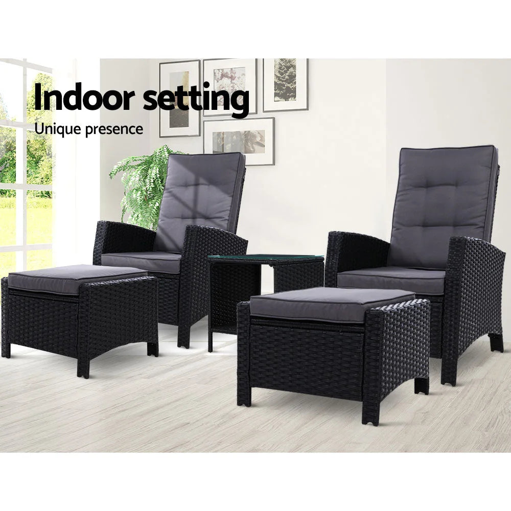 Outdoor Patio Furniture Recliner Chairs Table Setting
