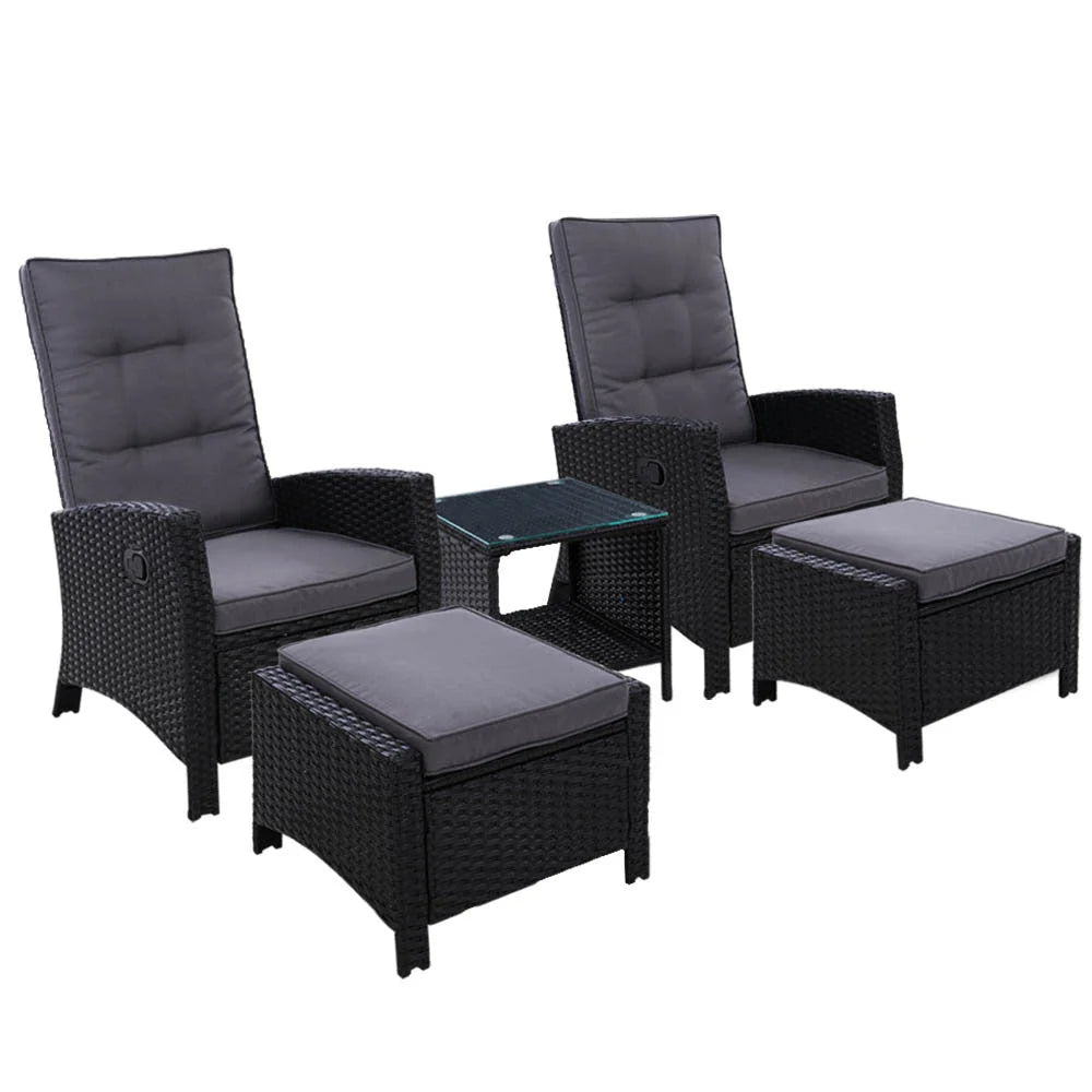 Outdoor Patio Furniture Recliner Chairs Table Setting