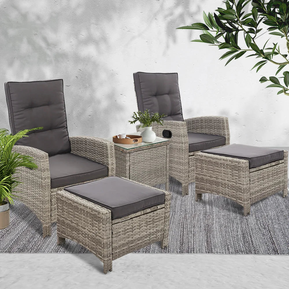 Outdoor Patio Furniture Recliner Chairs Table Setting