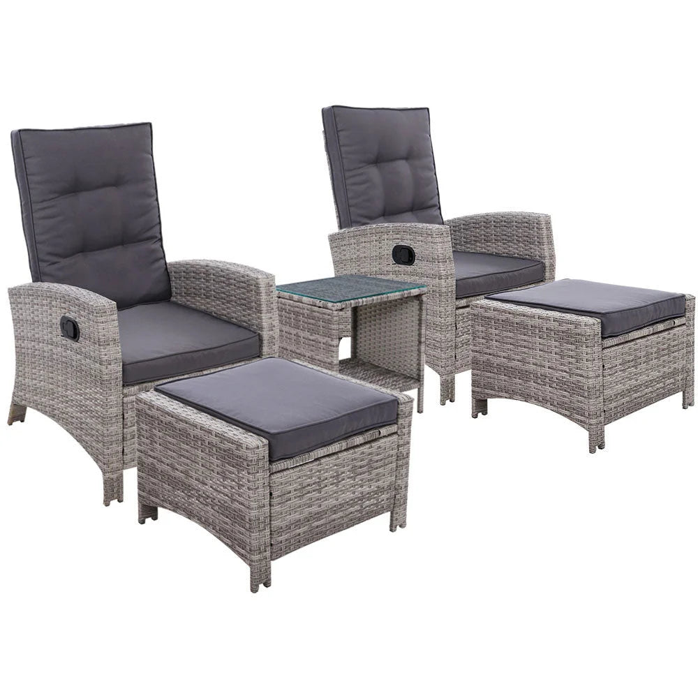 Outdoor Patio Furniture Recliner Chairs Table Setting