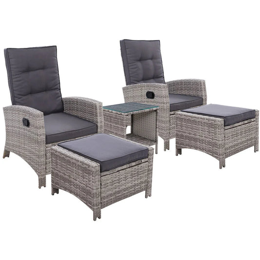 Outdoor Patio Furniture Recliner Chairs Table Setting