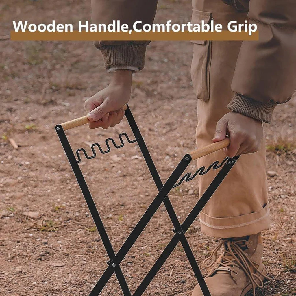 Outdoor Portable Wooden Folding Garbage Rack Picnic