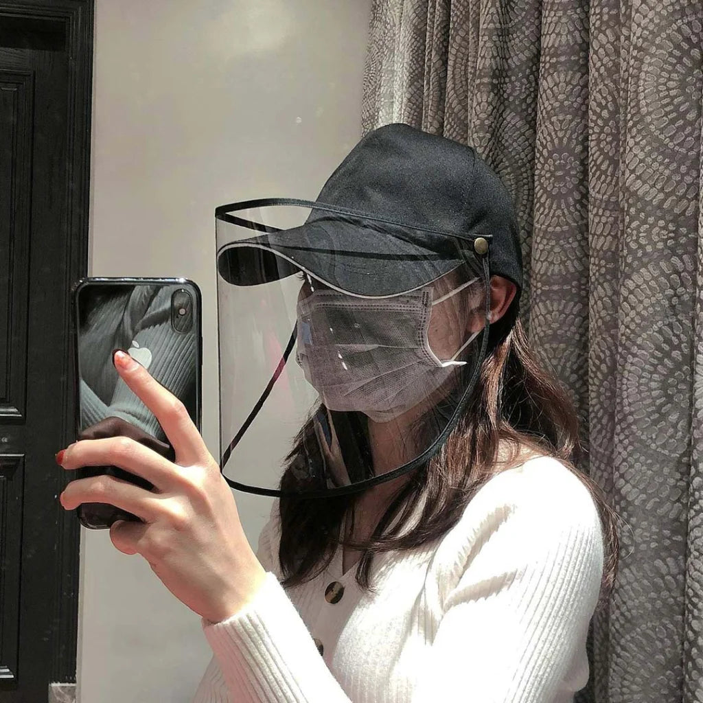 Outdoor Protection Hat Premium Anti-Fog Pollution Dust Saliva Face Shield Cap - Black