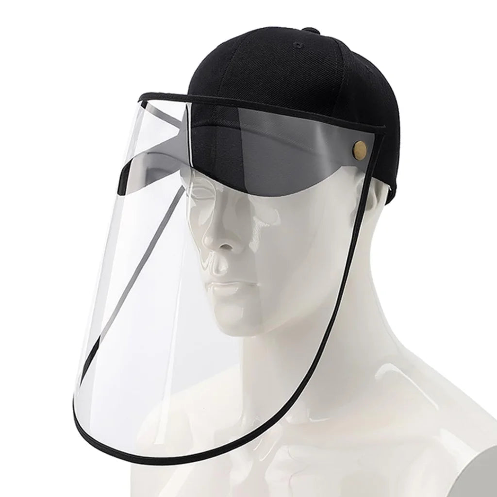 Outdoor Protection Hat Premium Anti-Fog Pollution Dust Saliva Face Shield Cap - Black
