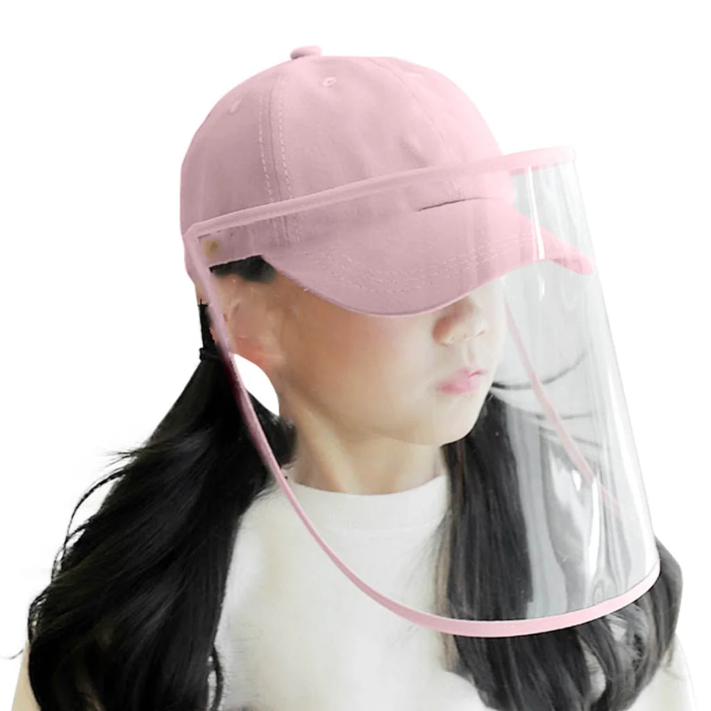 Outdoor Protection Hat Premium Anti-Fog Pollution Dust Saliva Face Shield for Kids - Pink