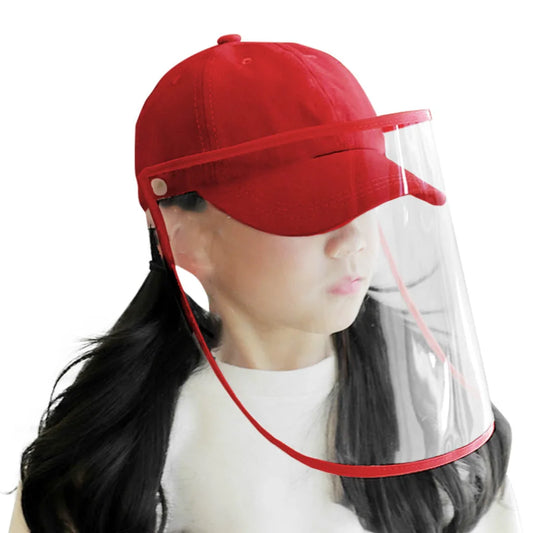 Outdoor Protection Hat Premium Anti-Fog Pollution Dust Saliva Face Shield for Kids - Red