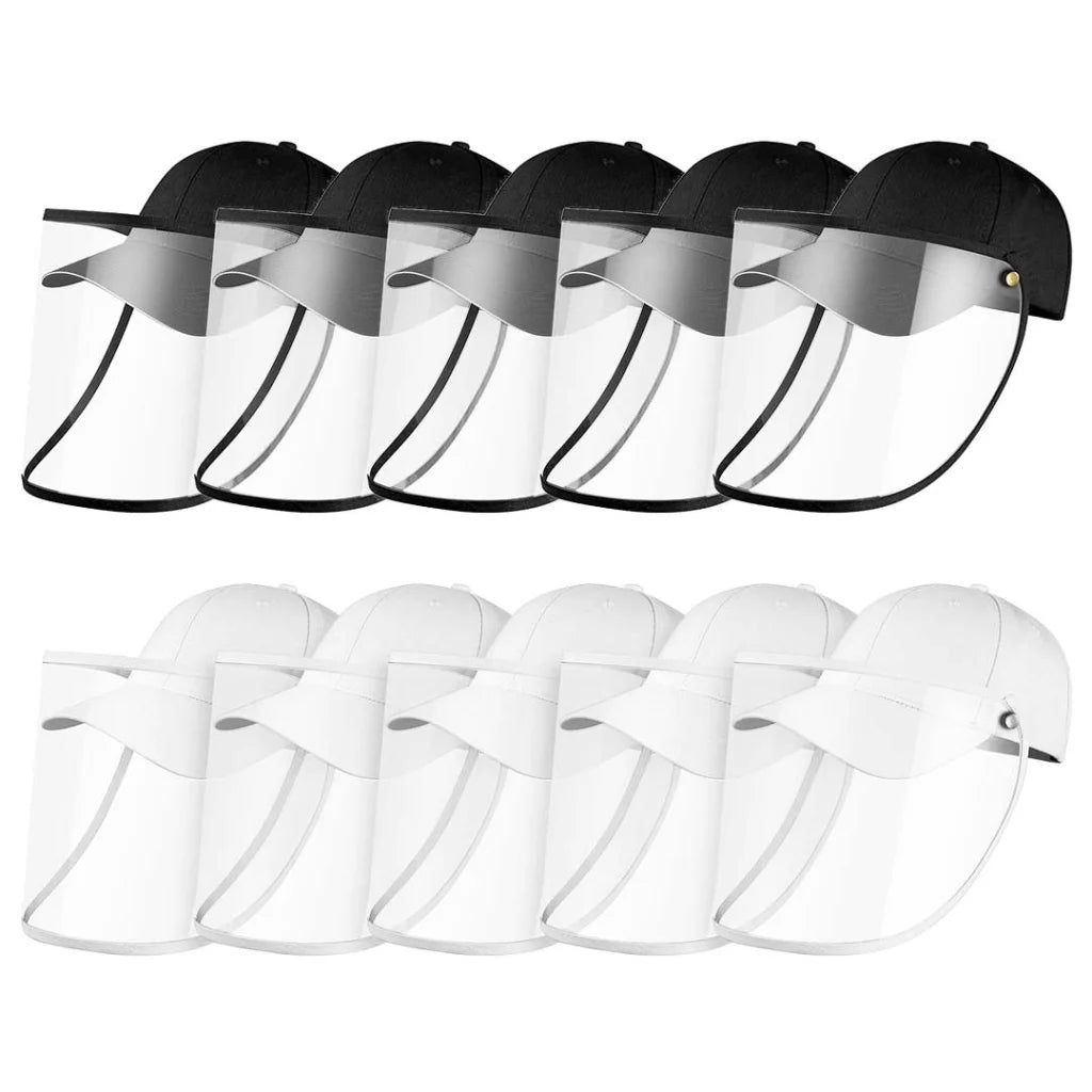 Outdoor Protection Hat Set Premium 10X Anti-Fog Pollution Dust Saliva Face Shield - Black/White