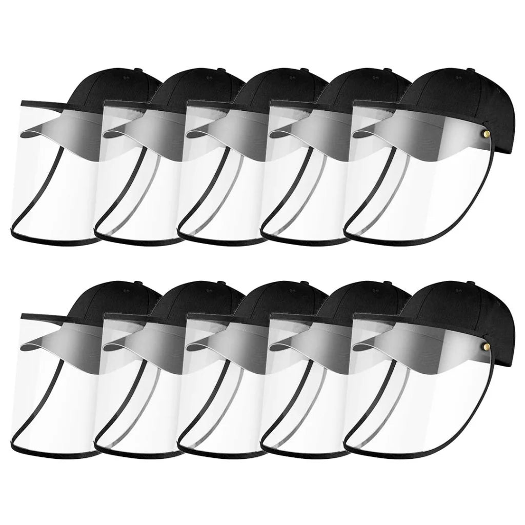 Outdoor Protection Hat Set Premium 10X Anti-Fog Pollution Dust Saliva Face Shield - Black