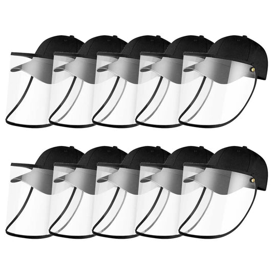 Outdoor Protection Hat Set Premium 10X Anti-Fog Pollution Dust Saliva Face Shield - Black
