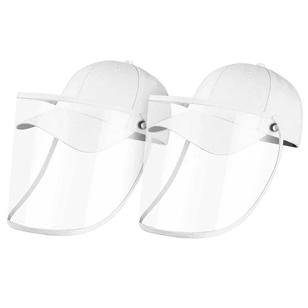 Outdoor Protection Hat Set Premium 2X Anti-Fog Pollution Dust Saliva Face Shield for Adults - White