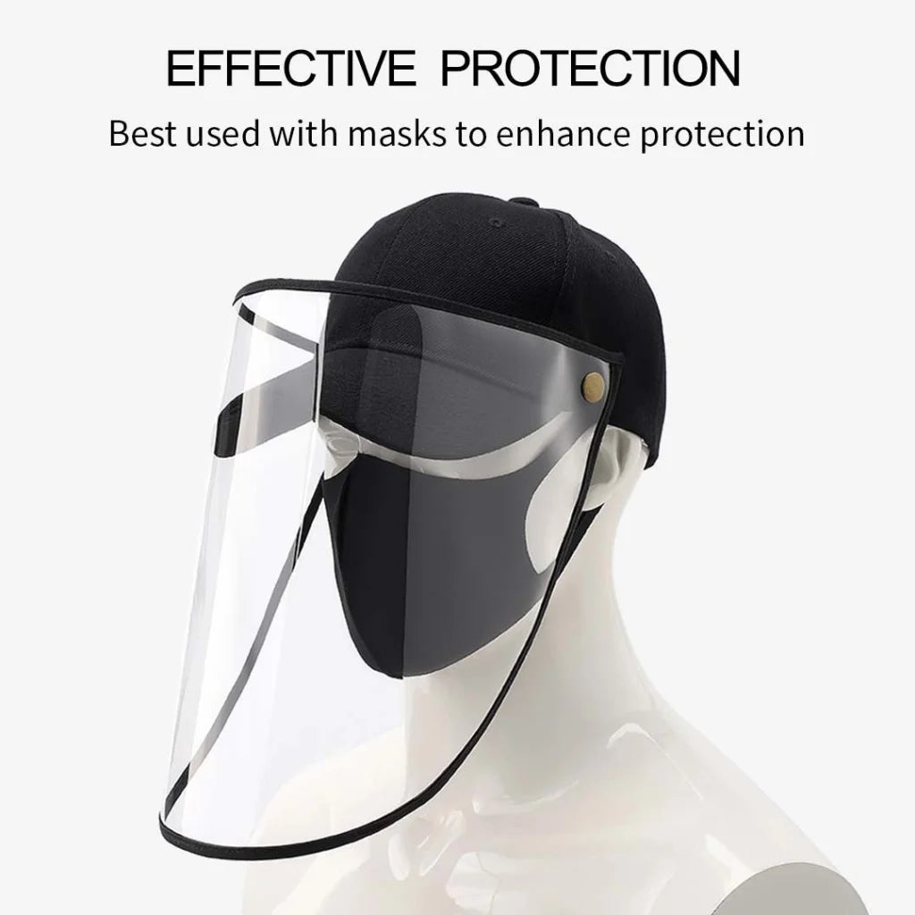 Outdoor Protection Hat Set Premium 2X Anti-Fog Pollution Dust Saliva Face Shield for Adults - Black/White